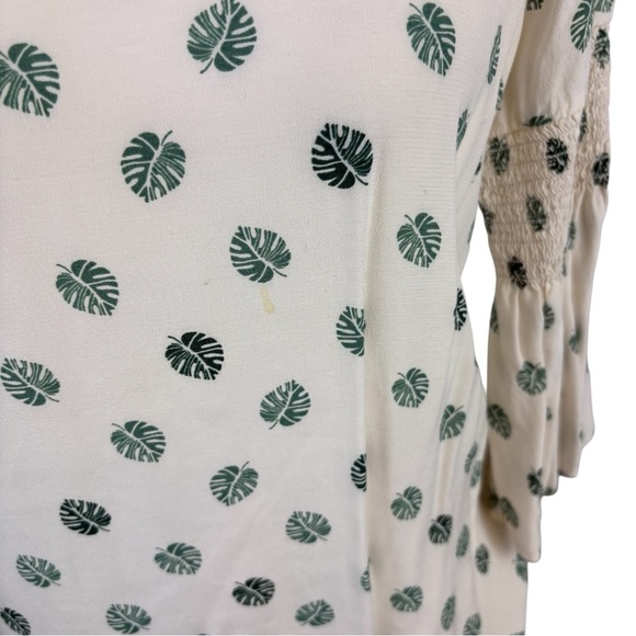 Loft Leaf Print Bell Sleeve Top Size XS - Picture 5 of 9